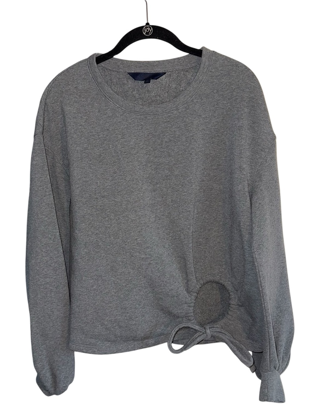 Women's Gray Crewneck Sweatshirt with Tie Detail